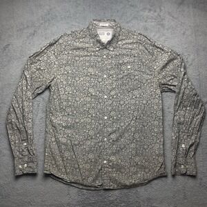 Artistry In Motion Mens Slim Fit Gray Paisley Floral Button Down Size Medium